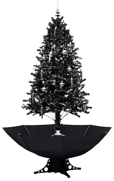 Sněžící vánoční stromek s deštníkovým stojanem černý 190 cm PVC 289934