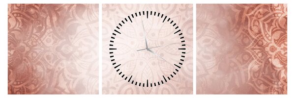 Obraz - Růžová mandala (s hodinami) (90x30 cm)