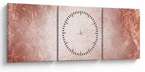 Obraz - Růžová mandala (s hodinami) (90x30 cm)