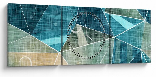 Obraz - Tyrkysová abstrakce (s hodinami) (90x30 cm)