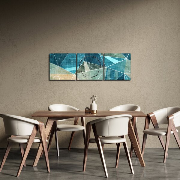 Obraz - Tyrkysová abstrakce (s hodinami) (90x30 cm)