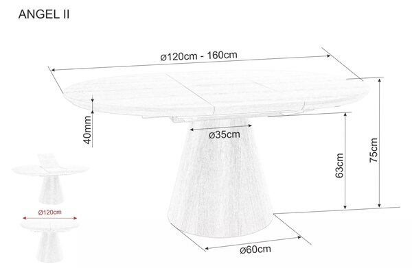 Signal Rozkládací jídelní stůl Angel 120/160 cm šedý mramor/černý