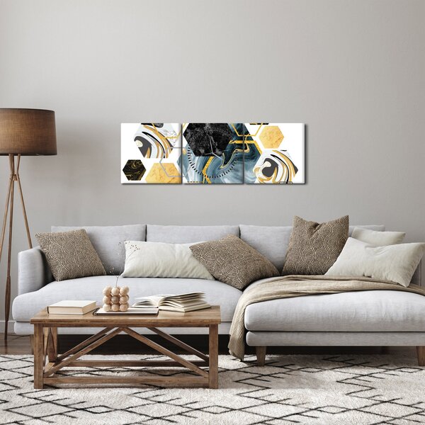 Obraz - Mnohoúhelníky (s hodinami) (90x30 cm)