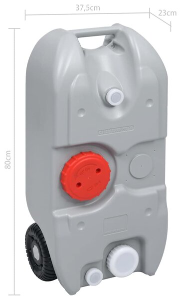 Nádrž na vodu na kolečkách na kempování 40 l šedá 30134