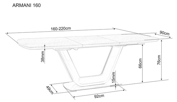 Signal Rozkládací jídelní stůl Armani 160/220 cm bílý/černý