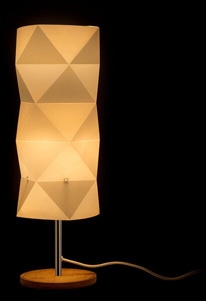 Stolní lampa ZUMBA, bílé/PVC/dřevo/chrom, patice E14, 11 W