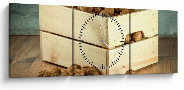 Obraz - Podzimní zátiší s ořechy (s hodinami) (90x30 cm)
