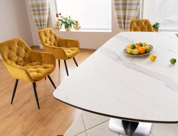 Signal Rozkládací jídelní stůl Armani 160/220 cm bílý/černý