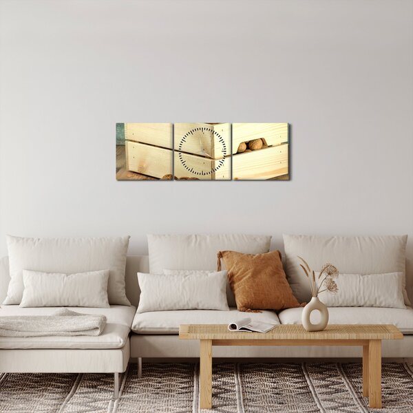 Obraz - Podzimní zátiší s ořechy (s hodinami) (90x30 cm)