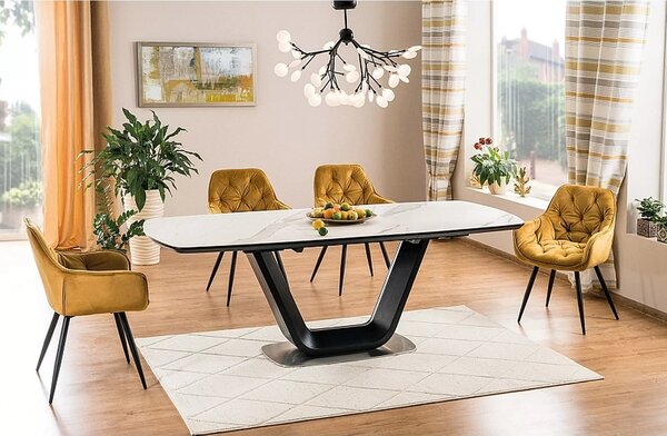 Signal Rozkládací jídelní stůl Armani 160/220 cm bílý/černý