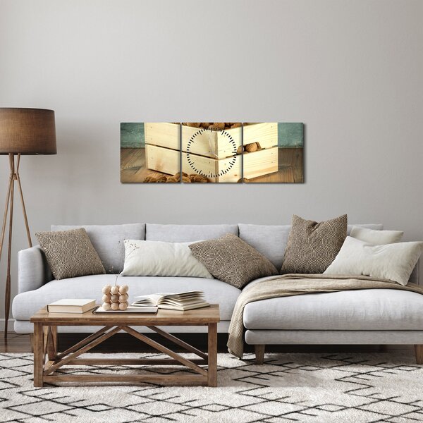 Obraz - Podzimní zátiší s ořechy (s hodinami) (90x30 cm)