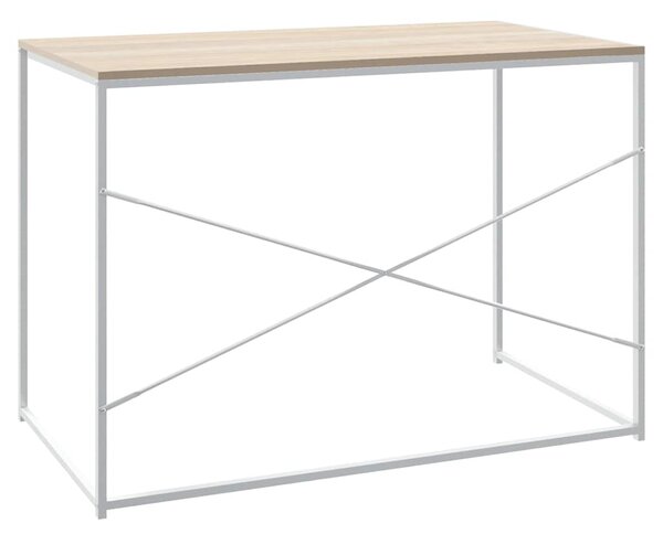 Počítačový stůl bílý a dub 110 x 60 x 70 cm kompozitní dřevo 30210