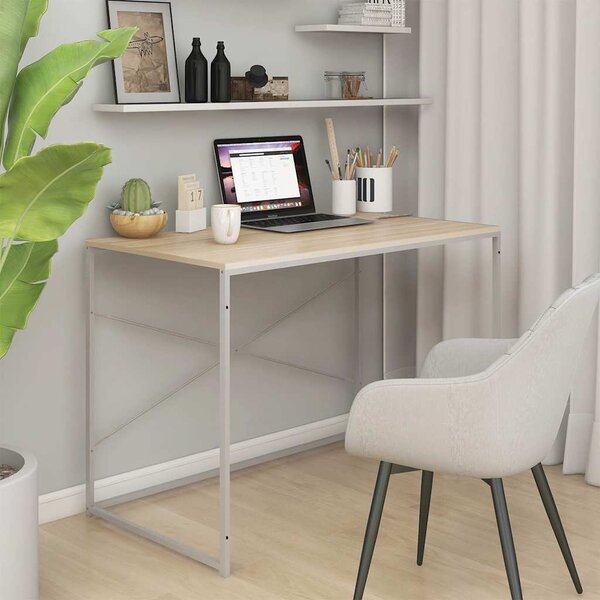 Počítačový stůl bílý a dub 110 x 60 x 70 cm kompozitní dřevo 30210