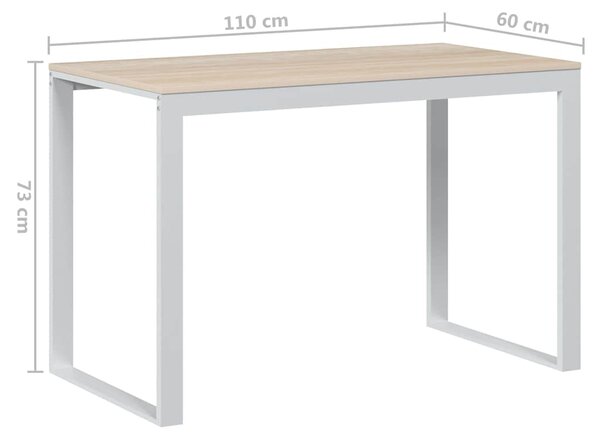 Počítačový stůl bílý a dub 110 x 60 x 73 cm dřevotříska 30198