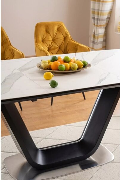 Signal Rozkládací jídelní stůl Armani 160/220 cm bílý/černý