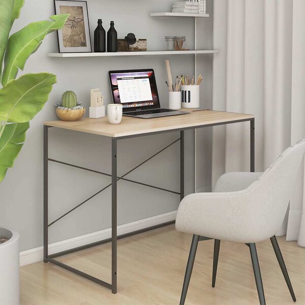 Počítačový stůl černý a dub 110 x 60 x 70 cm kompozitní dřevo 30211