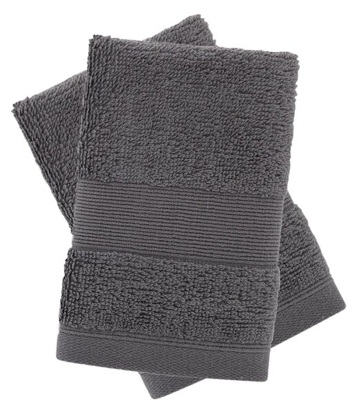Tmavě šedé froté bavlněné ručníky v sadě 2 ks 30x30 cm Anti-Bacterial – Catherine Lansfield