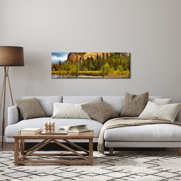 Obraz - Skály u jezera (s hodinami) (90x30 cm)