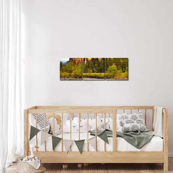 Obraz - Skály u jezera (s hodinami) (90x30 cm)