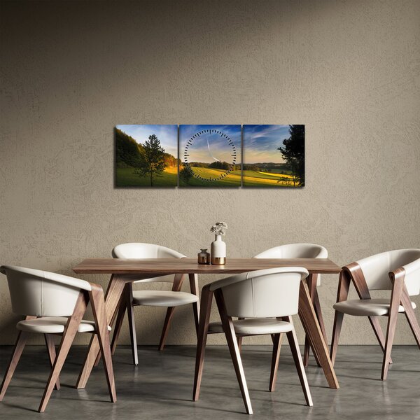 Obraz - Horská louka (s hodinami) (90x30 cm)
