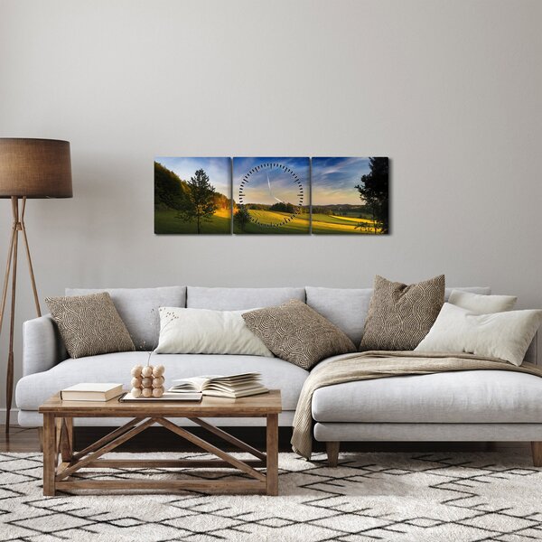 Obraz - Horská louka (s hodinami) (90x30 cm)