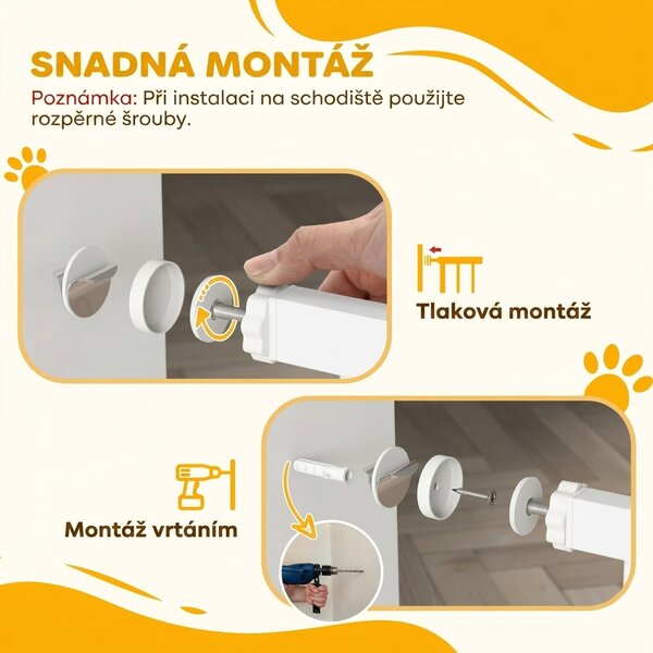 Zábrana na schody/dveře, kovová, bílá D06-058