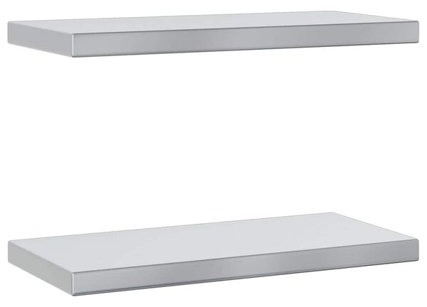 Nástěnné police 2 ks 50 x 23,5 cm stříbrné nerezová ocel 30286