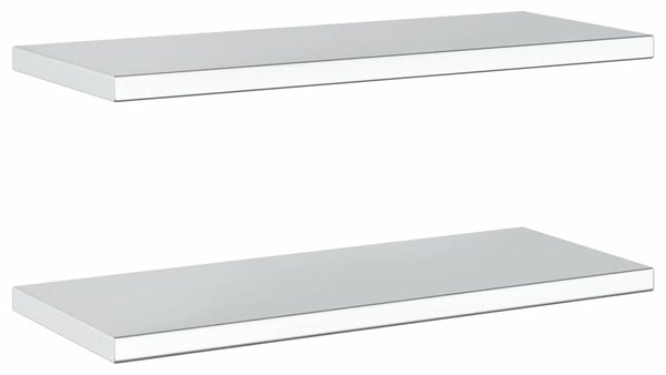 Nástěnné police 2 ks 75 x 30 cm stříbrné nerezová ocel 30282