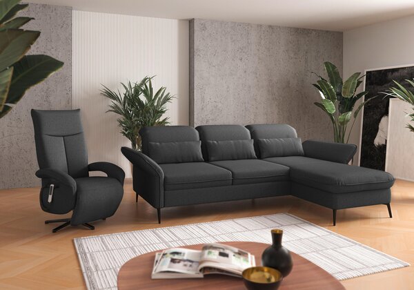 ROHOVÁ SEDAČKA, textil, tmavě šedá Sit & More - Sedací soupravy, Online Only