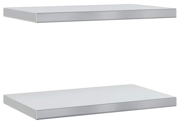 Nástěnné police 2 ks 50 x 30 cm stříbrné nerezová ocel 30285