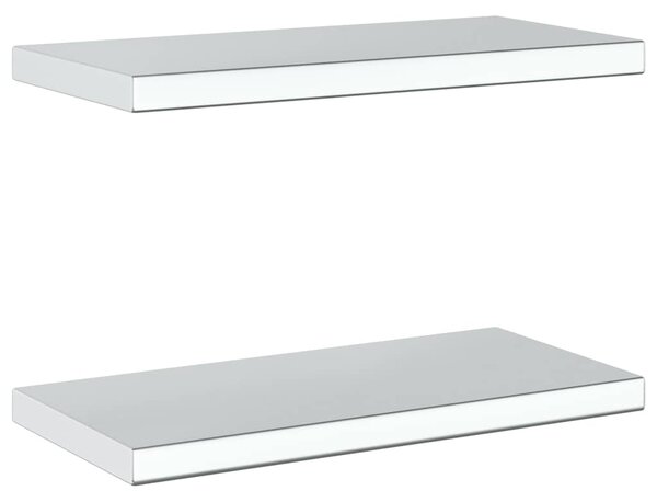 Nástěnné police 2 ks 50 x 23,5 cm stříbrné nerezová ocel 30286