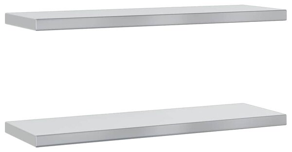 Nástěnné police 2 ks 75 x 23,5 cm stříbrné nerezová ocel 30283