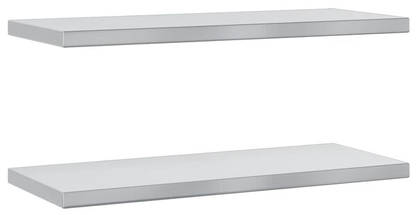 Nástěnné police 2 ks 75 x 30 cm stříbrné nerezová ocel 30282