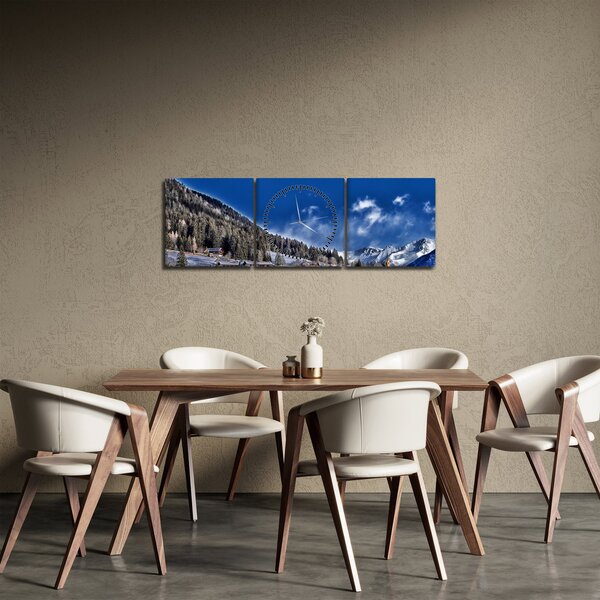 Obraz - Horské městečko (s hodinami) (90x30 cm)