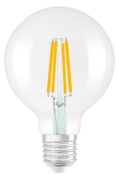 LED žárovka OSRAM Globe 80 čirá, patice E27, ekvivalent 60 W, teplá bílá 2700 K