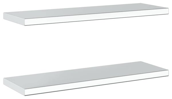 Nástěnné police 2 ks 75 x 23,5 cm stříbrné nerezová ocel 30283