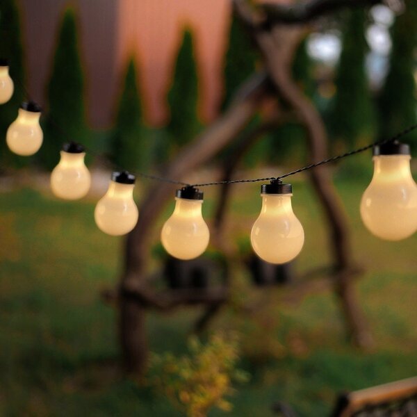 Černý LED světelný řetěz ve tvaru žárovek DecoKing Bulb, 10 světýlek, délka 2,2 m
