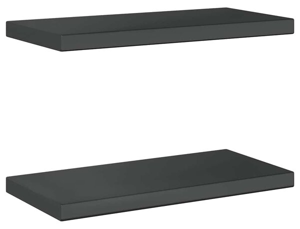Nástěnné police 2 ks 50 x 23,5 cm černé nerezová ocel 30295
