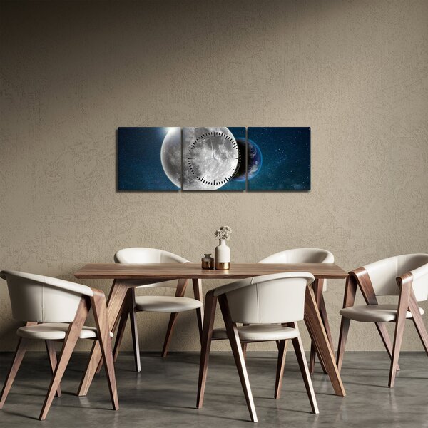 Obraz - Země v zákrytu Měsíce (s hodinami) (90x30 cm)