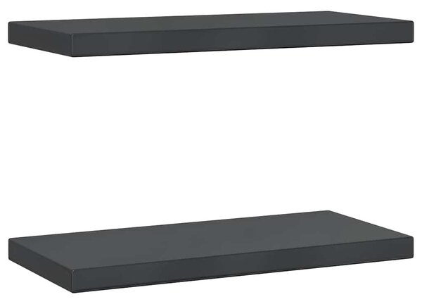 Nástěnné police 2 ks 50 x 23,5 cm černé nerezová ocel 30295
