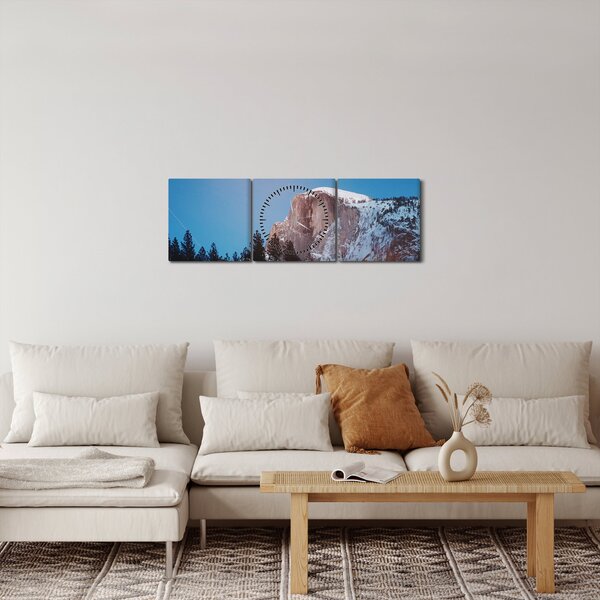 Obraz - Noční vrchol hor (s hodinami) (90x30 cm)