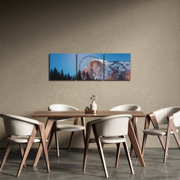 Obraz - Noční vrchol hor (s hodinami) (90x30 cm)