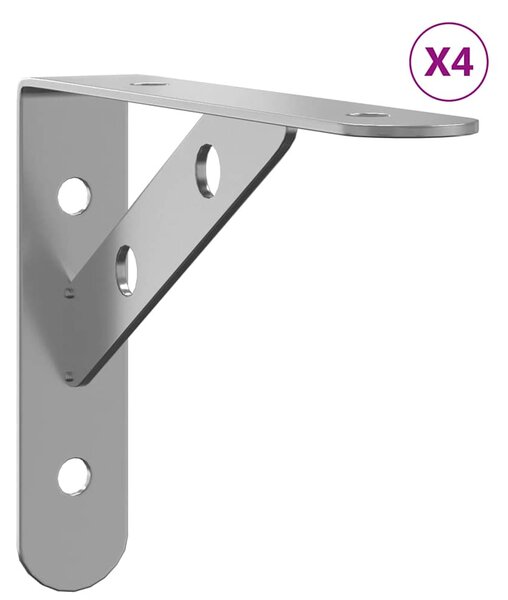 Policové držáky 4 ks 15 x 2,5 x 11,5 cm stříbrné nerezová ocel 30296