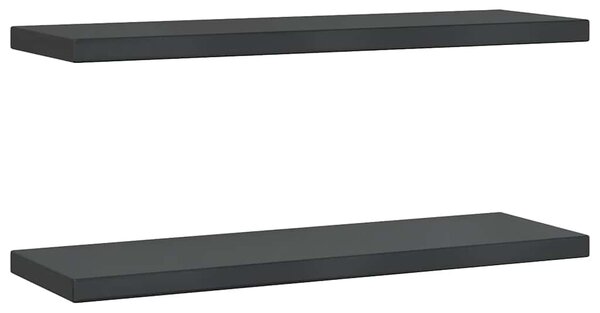 Nástěnné police 2 ks 75 x 23,5 cm černé nerezová ocel 30292