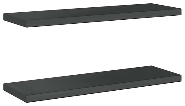Nástěnné police 2 ks 75 x 23,5 cm černé nerezová ocel 30292