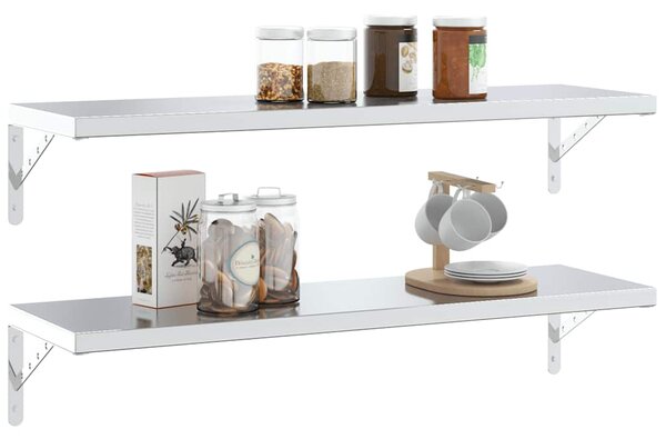 Policové držáky 4 ks 30 x 2,5 x 15,5 cm stříbrné nerezová ocel 30299