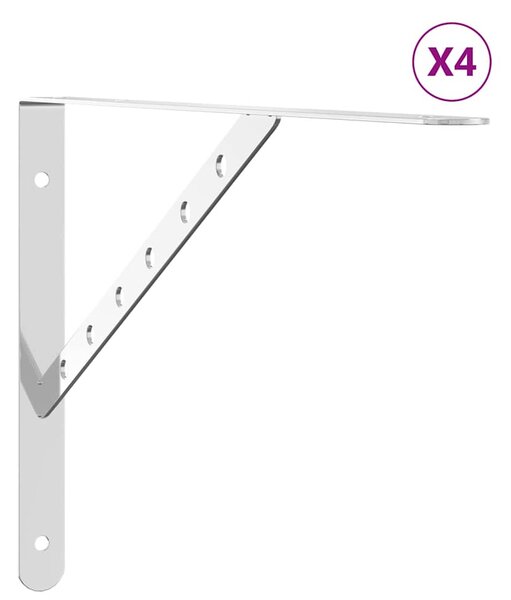 Policové držáky 4 ks 40 x 2,5 x 25 cm stříbrné nerezová ocel 30300