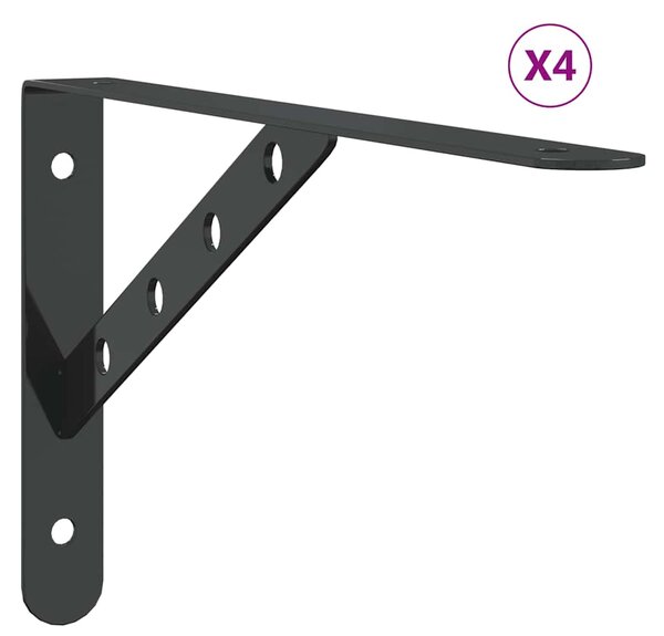 Policové držáky 4 ks 30 x 2,5 x 15,5 cm černé nerezová ocel 30304