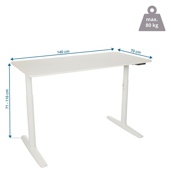 PSACÍ STŮL, bílá, 140/70/71 - 116 cm MID.YOU - Online Only psací stoly, Online Only