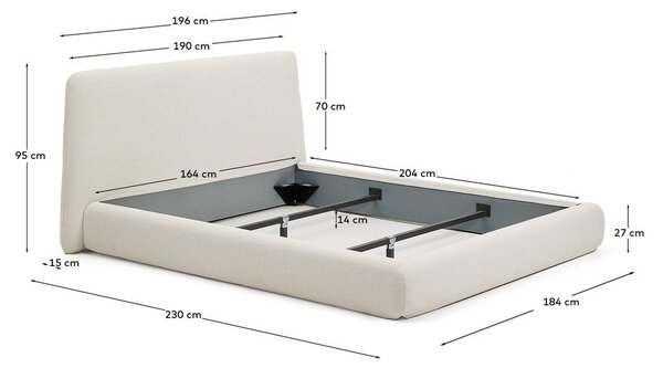 Béžová čalouněná dvoulůžková postel 160x200 cm Martina – Kave Home